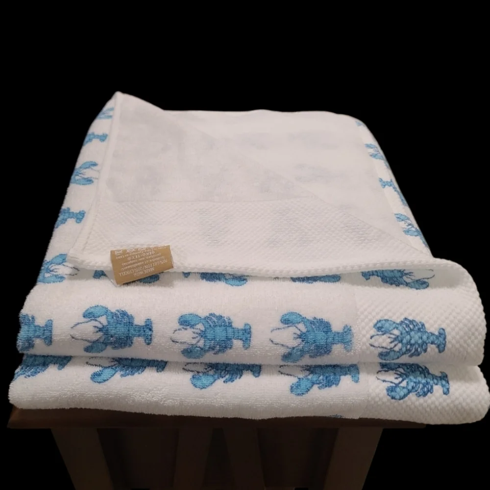 6pc Coastal Blue Lobster Bath Hand Tip/Washcloth Towel Set Deborah Connolly New - Picture 4 of 8